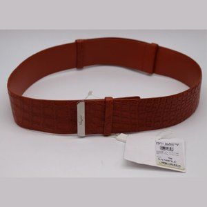 Salvatore Ferragamo Sunstone Orange Leather Belt Size 70